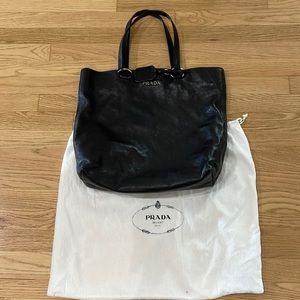 Prada black leather tote